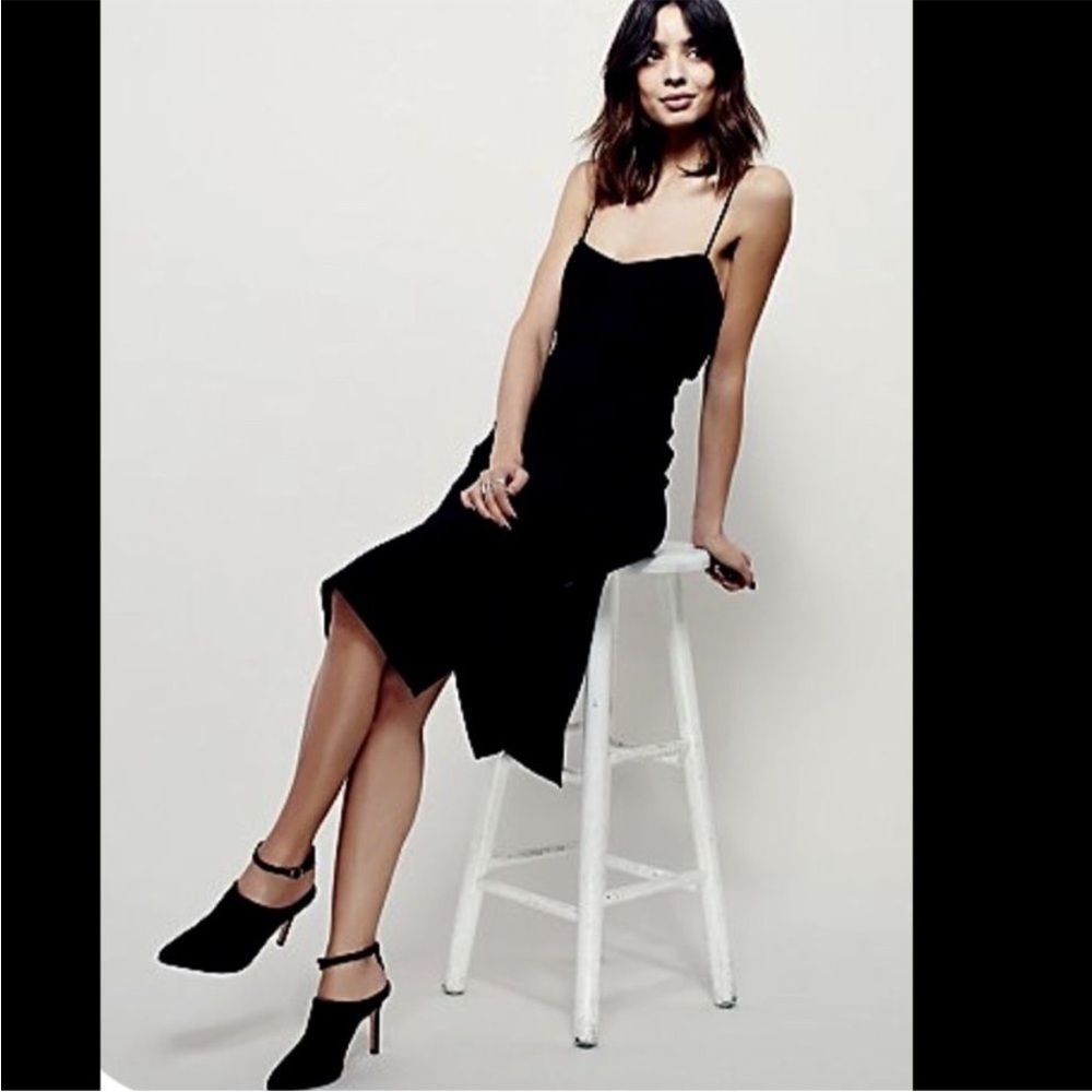Free People Form Fit Midi Dress in Black Large - Picture 4 of 8